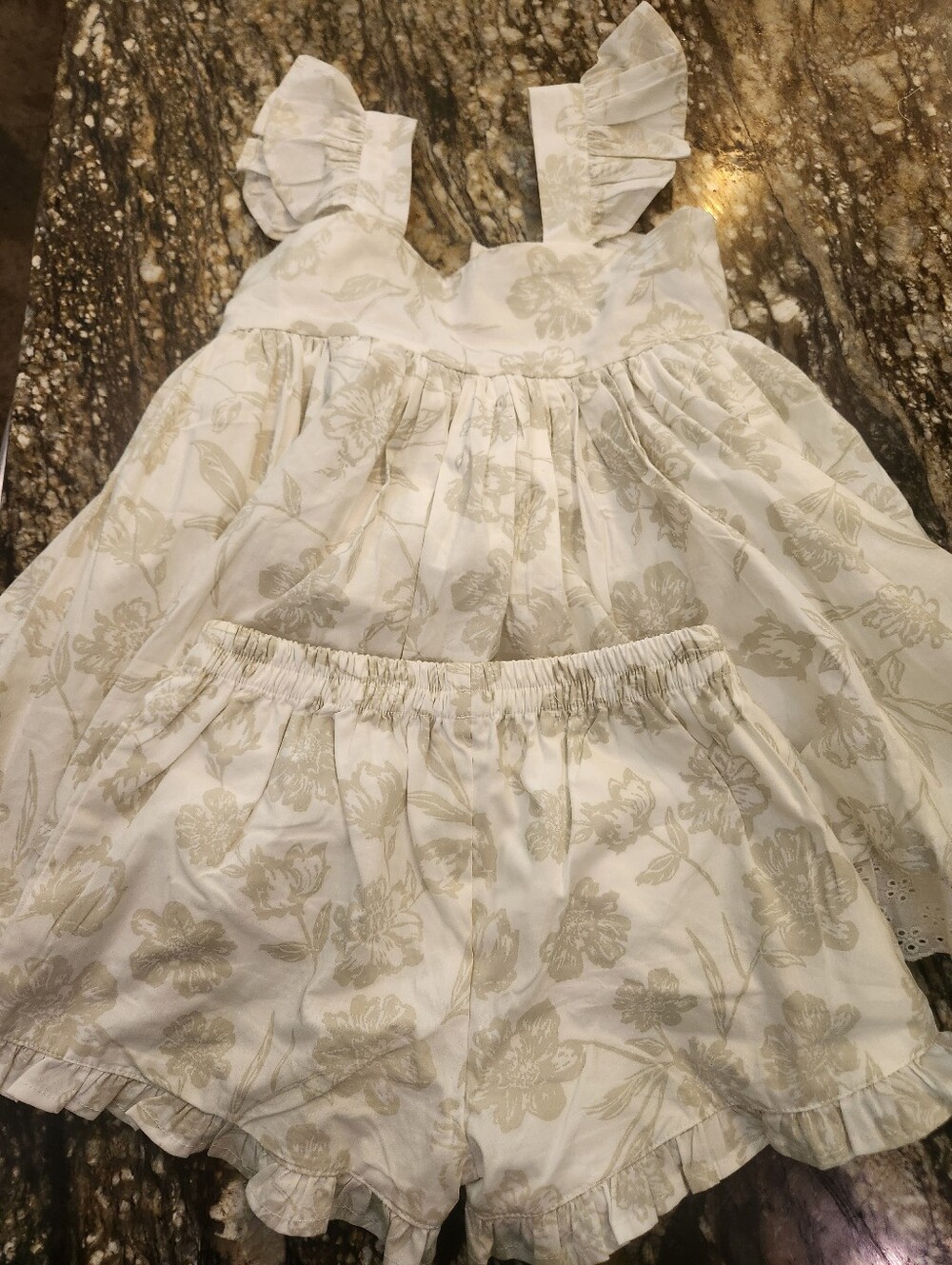 Well Dressed Wolf Girls Cream and White Floral Matching Set